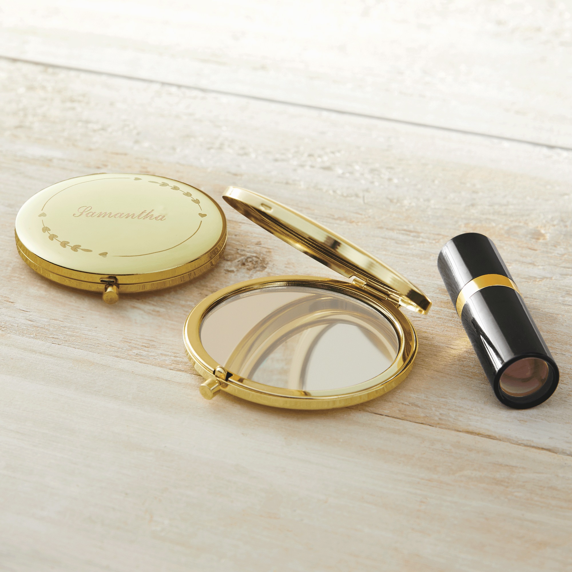 Gold Compact Makeup Mirror, , large