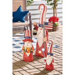 Set of 3 Large Lit Patriotic Gnomes, , large