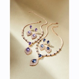 Embellished Pear-Shape Crystal Necklace &amp; Earring Set, , large