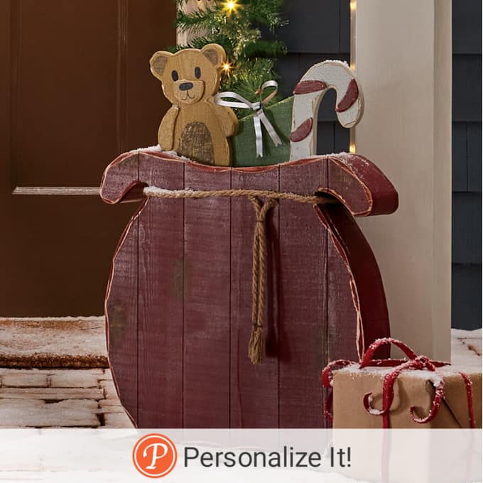 Chunky Wood Cutouts Christmas Sack, , large