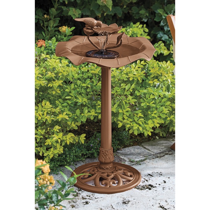 Solar Birdbath Fountain with Bird, , large