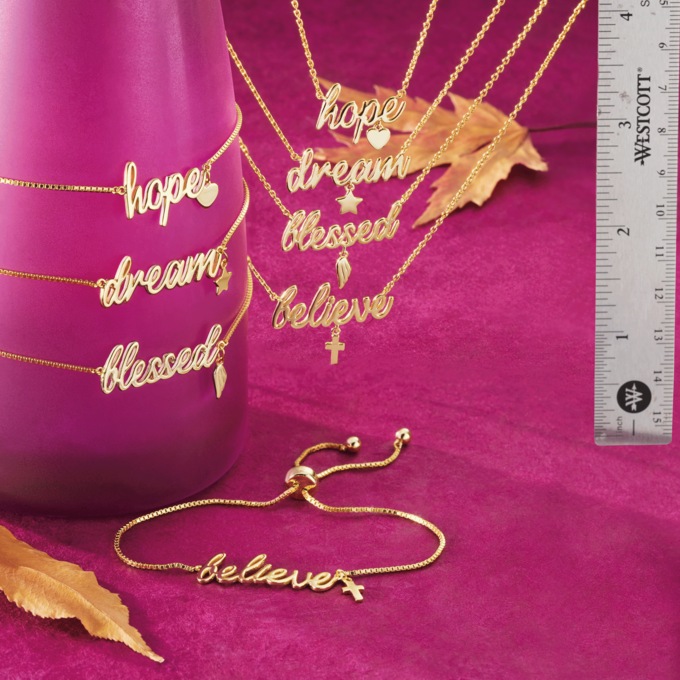 Sentiments Word/Charm Necklace or Bracelet, , large