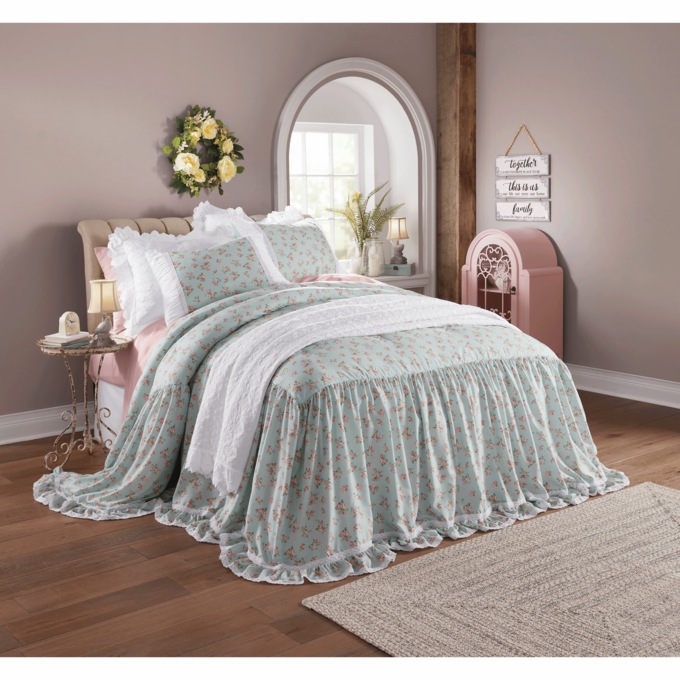 Rosie Skirted Bedspread, , large