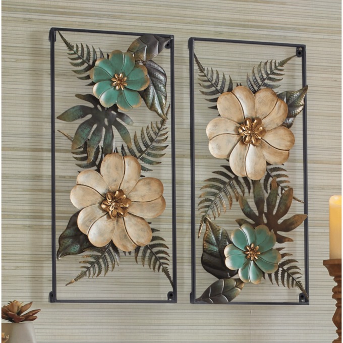 Set of 2 Tropical Flower Art, , large