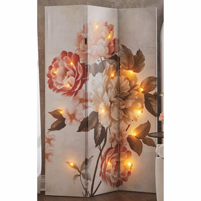 Lit Farmhouse Floral Room Screen, , large