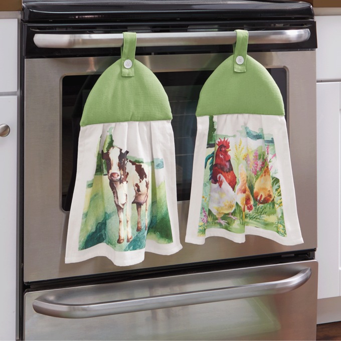 Set of 2 Farm Animal Oven Wrap Towels, , large