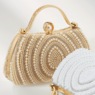 Faux Pearl Embellished Clutch with Catch Closure, , large