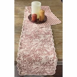 Gingham and Toile Quilted Runner, , large