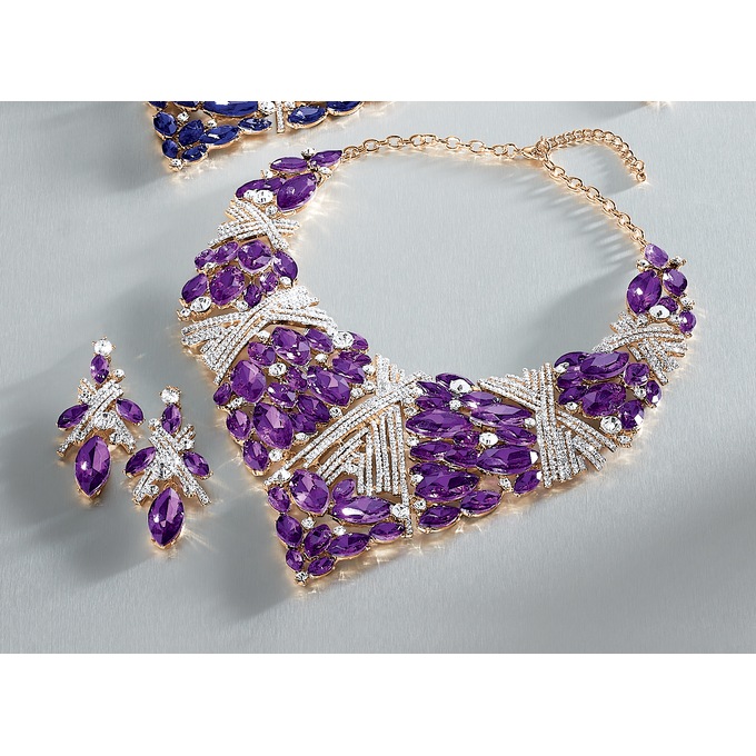 Crystal Marquise Necklace and Earring Set, , large