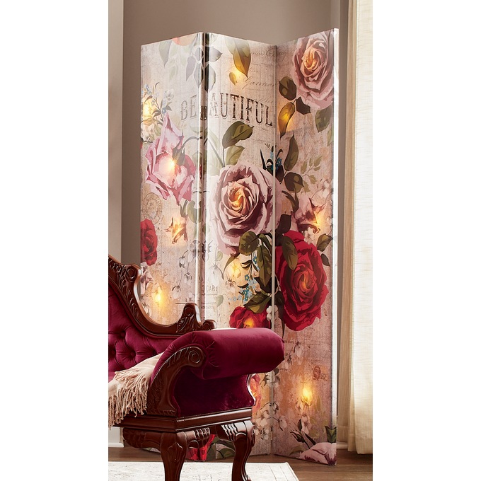 Lit Vintage Roses Room Screen, , large