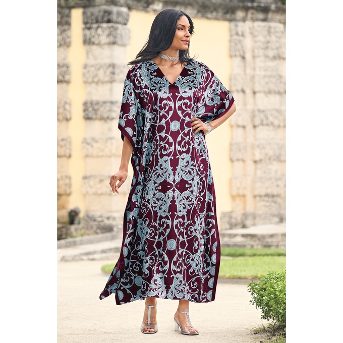 Alluring Long Caftan with V-Neck, , large