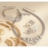 Crystal/Rings Necklace, Bracelet, Earrings & Ring Set, Silvertone, large