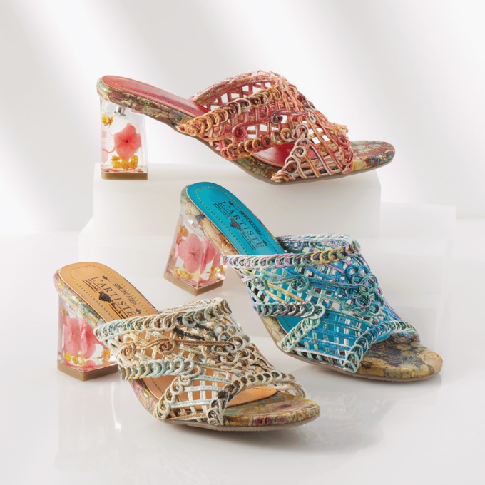 Lacyloops Faux Leather and Woven Textile Slide, , large