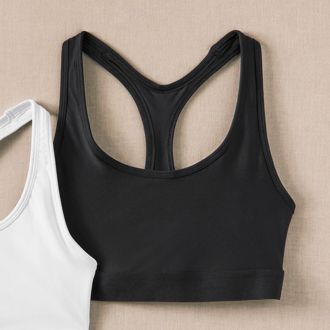 Hanes Racerback Sports Bra with Compression, Black, large
