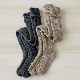 Over-The-Knee Cable-Knit Sock, , large