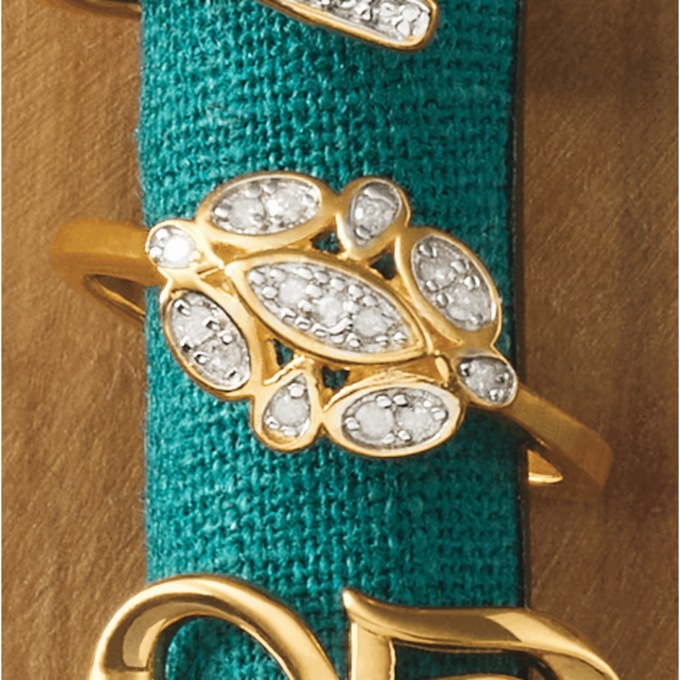 Diamond Geometric Cluster Ring, , large