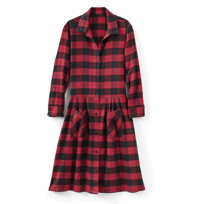 Flannel Midi Dress, , large