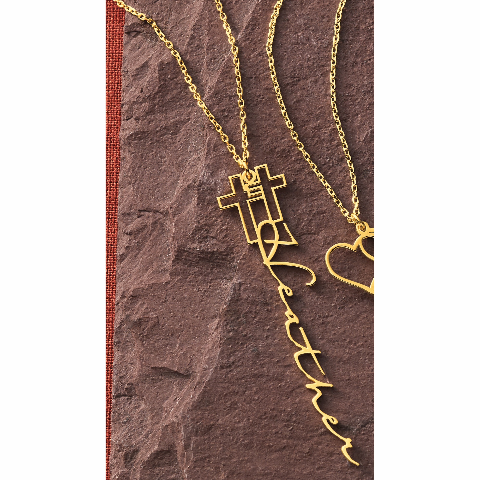 Personalized Name Cross Pendant, Gold over Sterling Silver, large