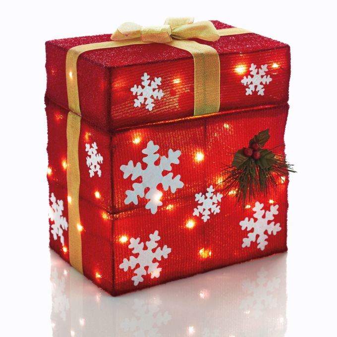Peekaboo Santa Gift Box Lawn D&eacute;cor, Red, large