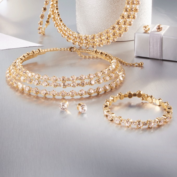 Crystal Row Jewelry Set, Clear, large