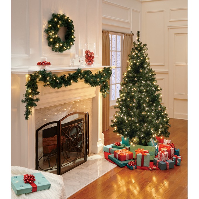Prelit Tree Wreath And Garland Set