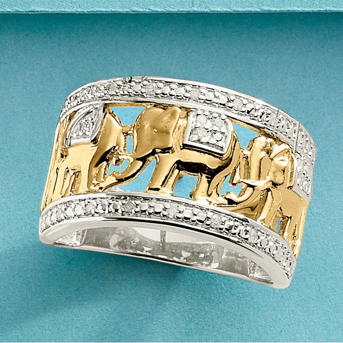 Diamond Two-Tone Elephant Ring, , large