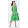 Crinkle Cotton Tiered Dress - Solid, Tropical Green, large