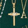 10K Gold Two-Tone Cross Eternity Pendant, , large