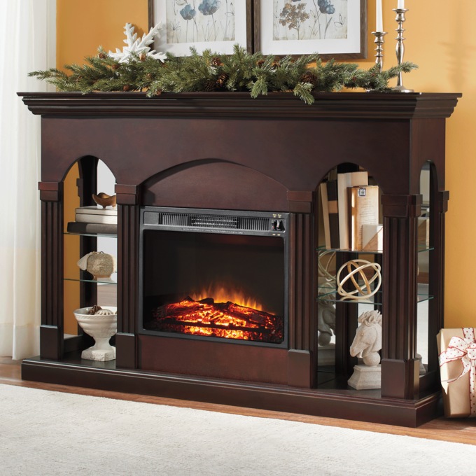 Midnight Velvet Media Curio Fireplace Composite