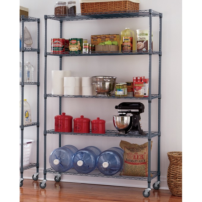 5-Shelf Wide Metal Rolling Rack, , large