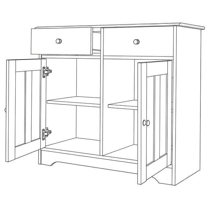 Katie Sideboard Cabinet with Drawers, Black Walnut, large