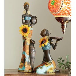 Sunflower African Lady Figurines - Buy Both and Save, , large
