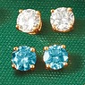 Lab-Created Diamond Color/White 2-Pair Post Earring Set, , large