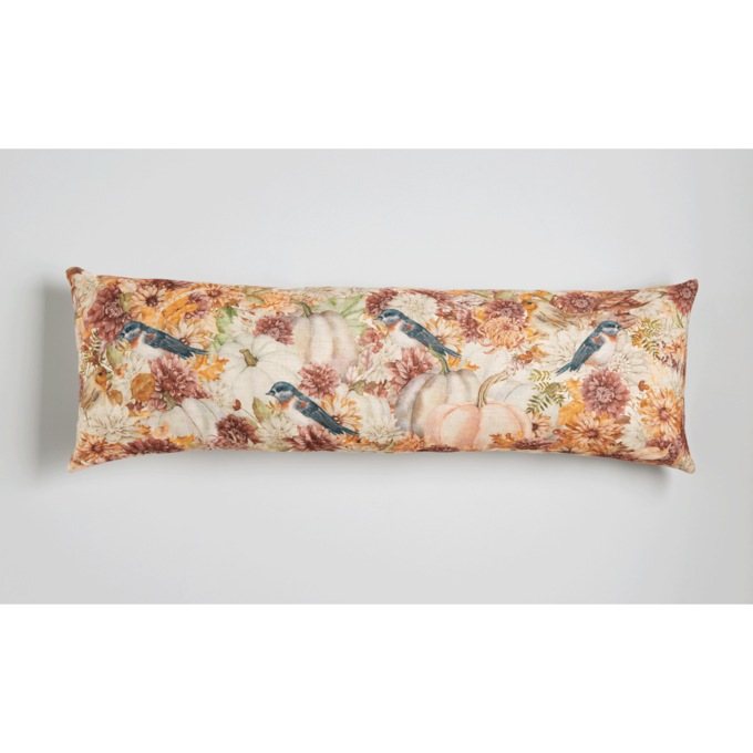 Reversible Fall Floral/Bird Decorative Pillow, , large