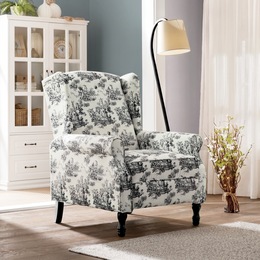 Toile Wingback Recliner, , large