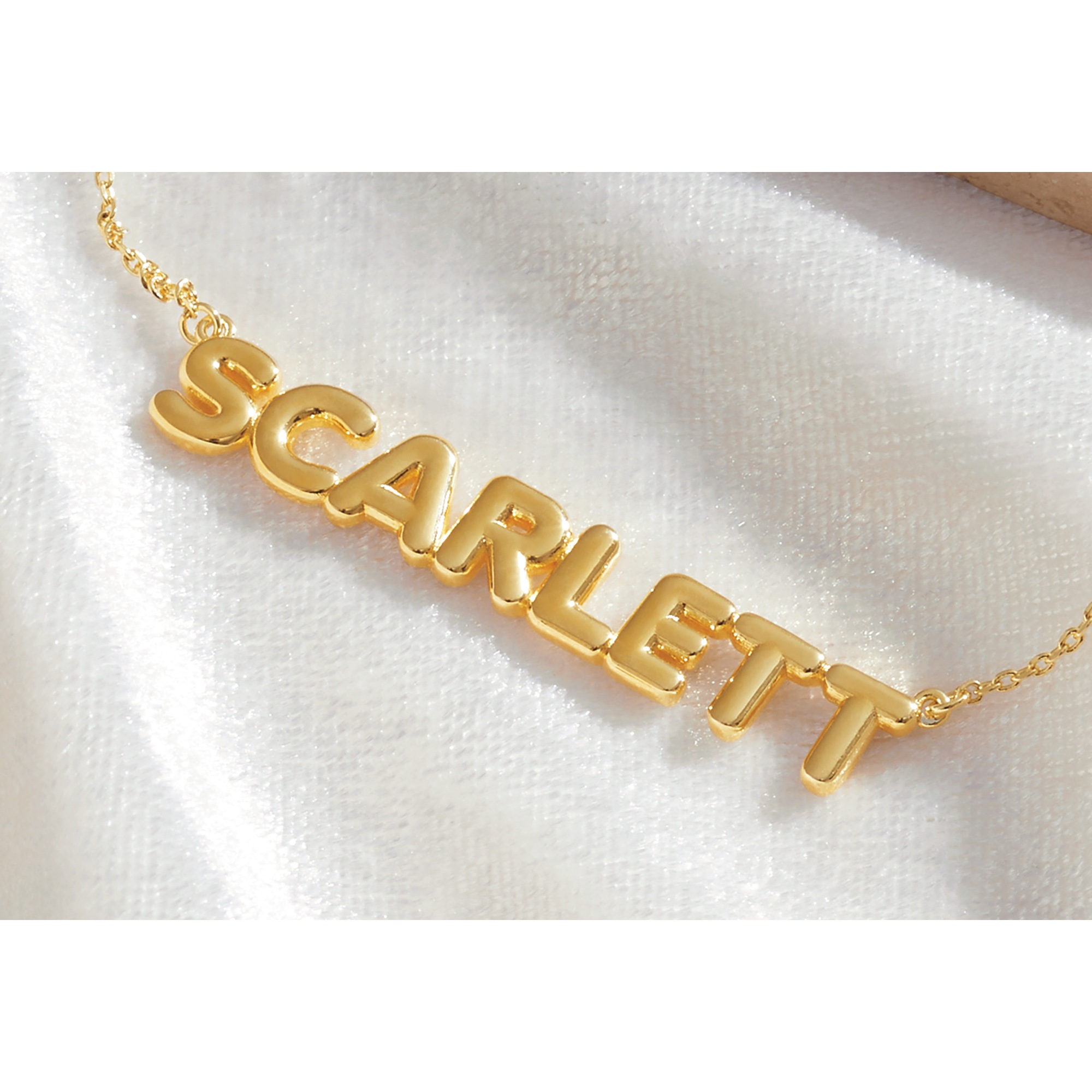 Personalized Name Bubble Letters Necklace, Gold over Sterling Silver, large