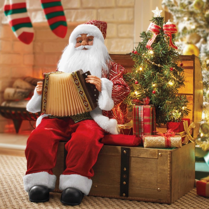 Animated Santa Playing Accordian, , large
