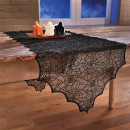 Sheer Spider Web Halloween Table Runner, , large