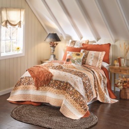 Virginia Fall Floral Ruffle Oversized Quilt and Sham, , large