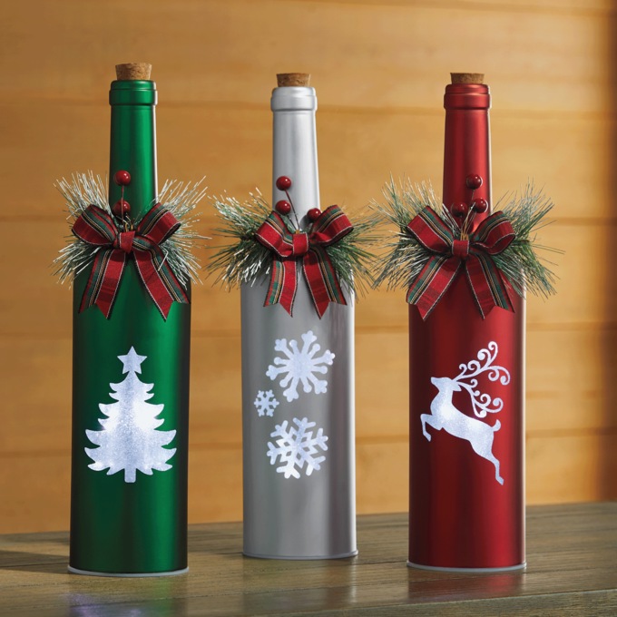 Set of 3 LED Glass Bottle Decor, , large
