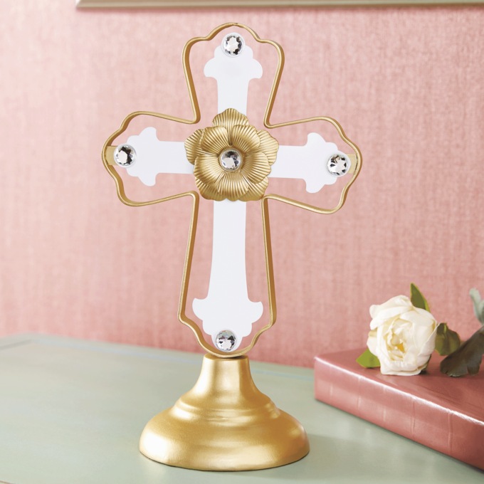 Gem Floral Table Cross, , large