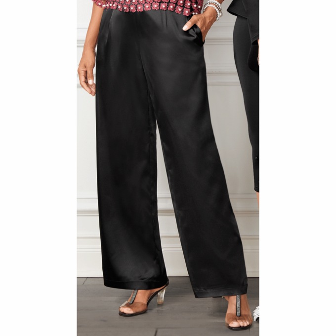 Satin Wide-Leg Pant, , large