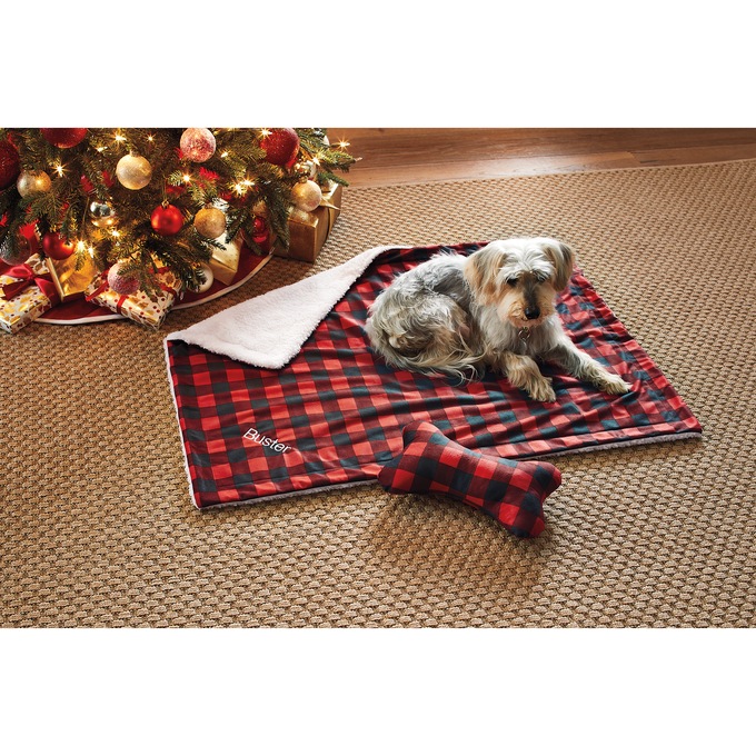 Red & Brown Santa Dog Bath Rug