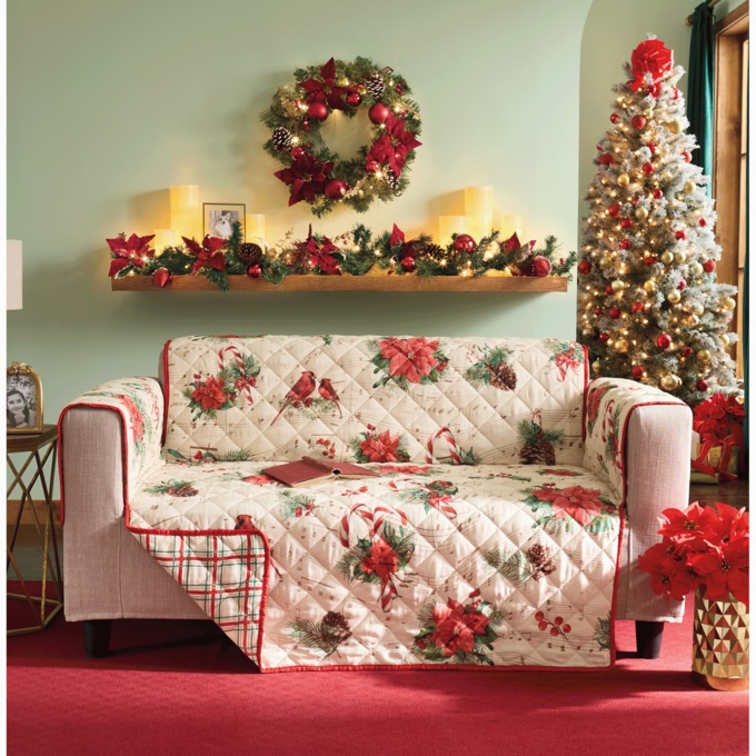 Poinsettia Christmas Wreath, Red, large