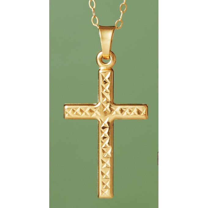 10K Gold Cross Pendant, , large