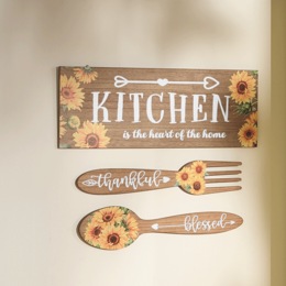 3-Piece Sunflower Kitchen Wall Art, , large
