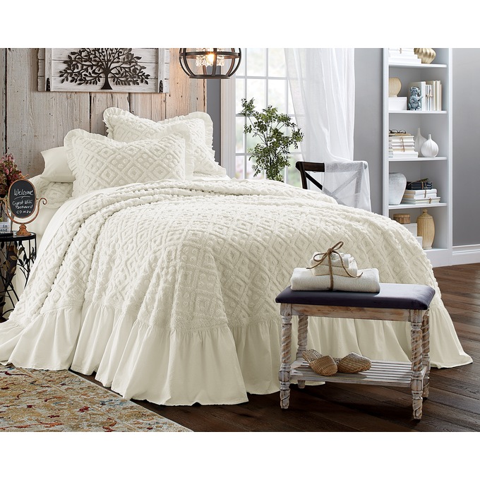Cate Chenille Bedspread, Ivory, large