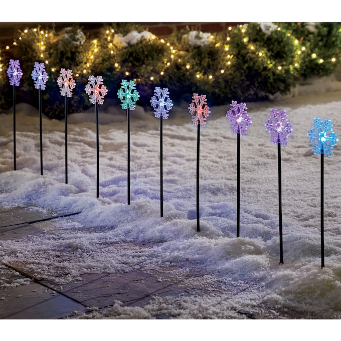 Set of 10 Snowflake Stakes, , large
