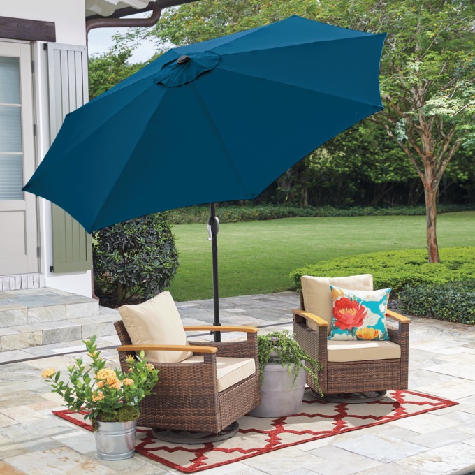 9' Solar Lit Umbrella, , large