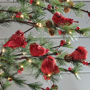 Set of 5 Red Bird Clips, , large